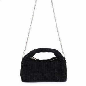 Women's Núnoo Dandy Braided Suede Shoulder Bags Black | GPN878CU