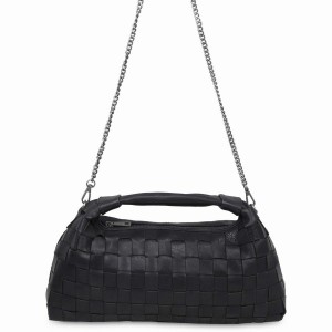 Women's Núnoo Dandy Large Braided Nature Shoulder Bags Black | PCI1853DO