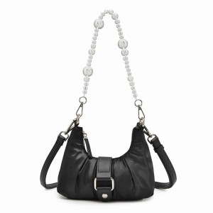 Women's Núnoo Flora Satin Shoulder Bags Black | NFU4679VN