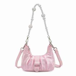 Women's Núnoo Flora Satin Shoulder Bags Pink | BQX9925PG