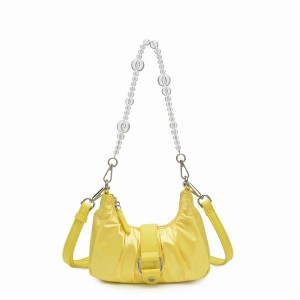 Women's Núnoo Flora Satin Shoulder Bags Yellow | JRW7425BZ