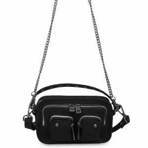 Women's Núnoo Helena Canvas Shoulder Bags Black | FSX8694IO