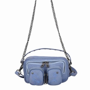 Women's Núnoo Helena Canvas Shoulder Bags Blue | EJQ4063XV