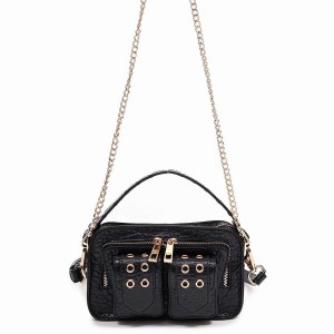 Women's Núnoo Helena Eyelet New Zealand Shoulder Bags Black | AZB1968IN