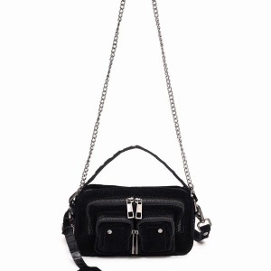 Women's Núnoo Helena Suede Shoulder Bags Black | DBE7627UZ