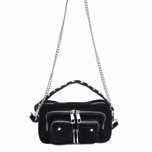 Women's Núnoo Helena Suede Shoulder Bags Black | DMN5365BP