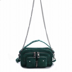 Women's Núnoo Helena Suede Shoulder Bags Dark Green | VCW4983HB