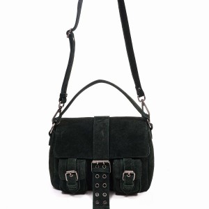 Women's Núnoo Honey Buckle Suede Shoulder Bags Dark Green | NNT8228XS