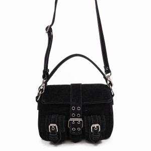 Women's Núnoo Honey Buckle Suede Shoulder Bags Black | RTP6481EJ