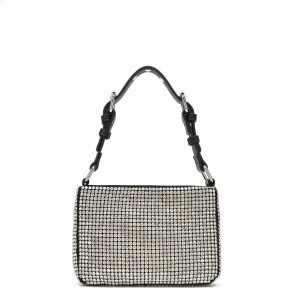 Women's Núnoo Juno Glitter Recycled Nylon Shoulder Bags White Black | XYW3215UI