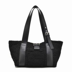 Women's Núnoo Maxi Shopper Curl Tote Bags Black | LWU463SX