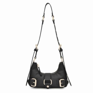 Women's Núnoo Palma Bamboo Shoulder Bags Black | AKJ1015SM