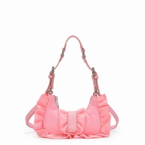 Women's Núnoo Palma Ruffle Recycled Nylon Shoulder Bags Pink | OUH34100YF