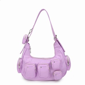 Women's Núnoo Sally Pocket Recycled Nylon Shoulder Bags Purple | RBP792WO