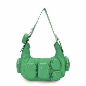 Women's Núnoo Sally Pocket Recycled Nylon Shoulder Bags Green | HEA6489PU