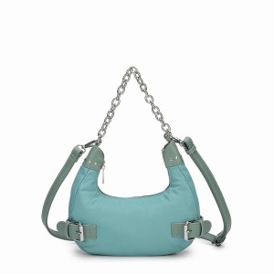 Women's Núnoo Sally Small Chain Recycled Nylon Shoulder Bags Blue | HMP993YW