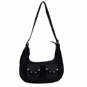 Women's Núnoo Sally Small Washed Shoulder Bags Black | YNP6391JW