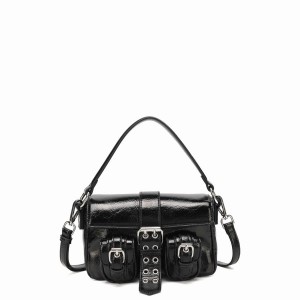 Women's Núnoo Small Honey Buckle Recycled Cool Shoulder Bags Black | OMR4220CR