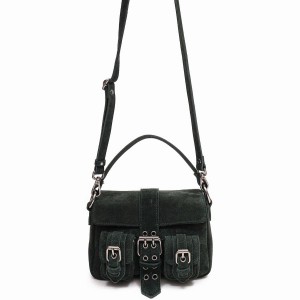 Women's Núnoo Small Honey Buckle Suede Shoulder Bags Dark Green | BMG1679UT