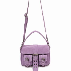 Women's Núnoo Small Honey Buckle Suede Shoulder Bags Purple | BNR7286MF