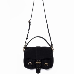 Women's Núnoo Small Honey Buckle Suede Shoulder Bags Black | RWG8385XX