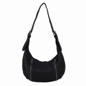 Women's Núnoo Small Stella Zipper Washed Shoulder Bags Black | XRB3172VE