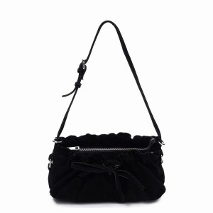 Women's Núnoo Veneda Suede Shoulder Bags Black | WGC1992SP