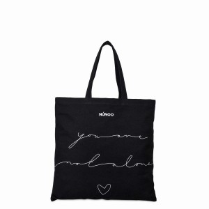 Women's Núnoo You're Not Alone Shopper Canvas Tote Bags Black | DJM5229HT