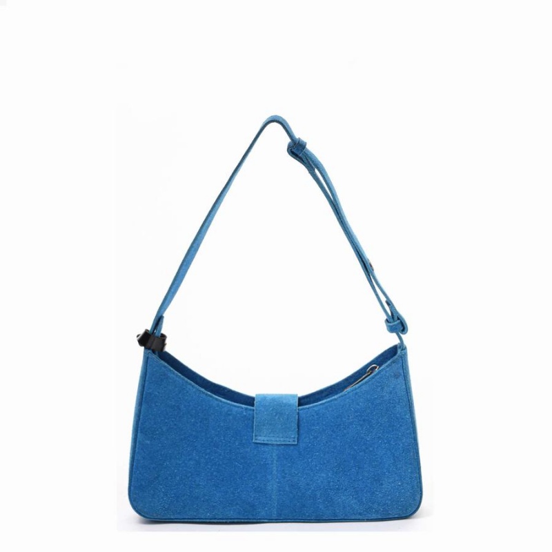 Women's Núnoo Apollo Rivet Suede Shoulder Bags Blue | ZJU7242TD