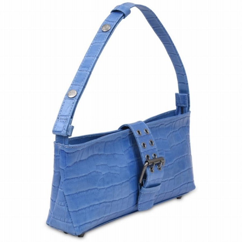 Women's Núnoo Asta Buckle Texas Shoulder Bags Blue | DPZ7936GK