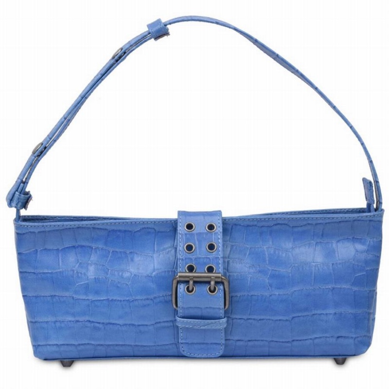 Women\'s Núnoo Asta Buckle Texas Shoulder Bags Blue | DPZ7936GK