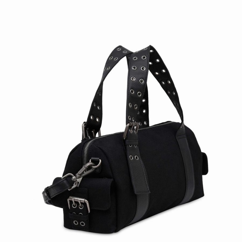 Women's Núnoo Aviaja Recycled Canvas Shoulder Bags Black | EPH9948WK