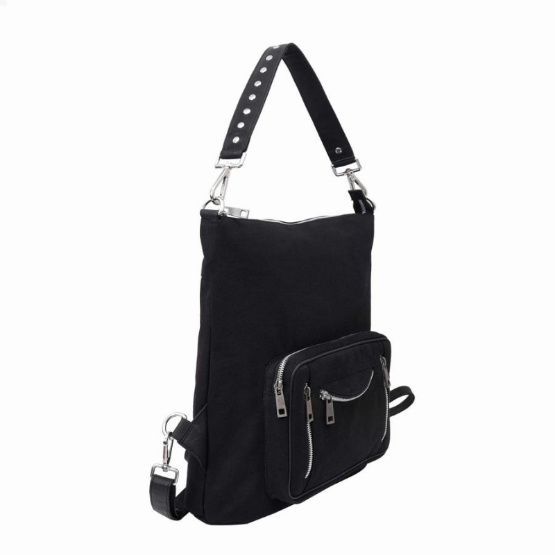 Women's Núnoo Celine Recycled Canvas Backpacks Black | IGL6311AZ