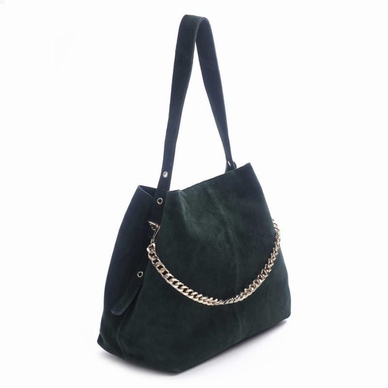 Women's Núnoo Chiara New Suede Tote Bags Dark Green | BEQ8921NR