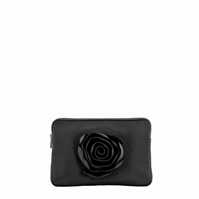 Women\'s Núnoo Clutch Rose Cozy Bags Black | IWP7978UQ