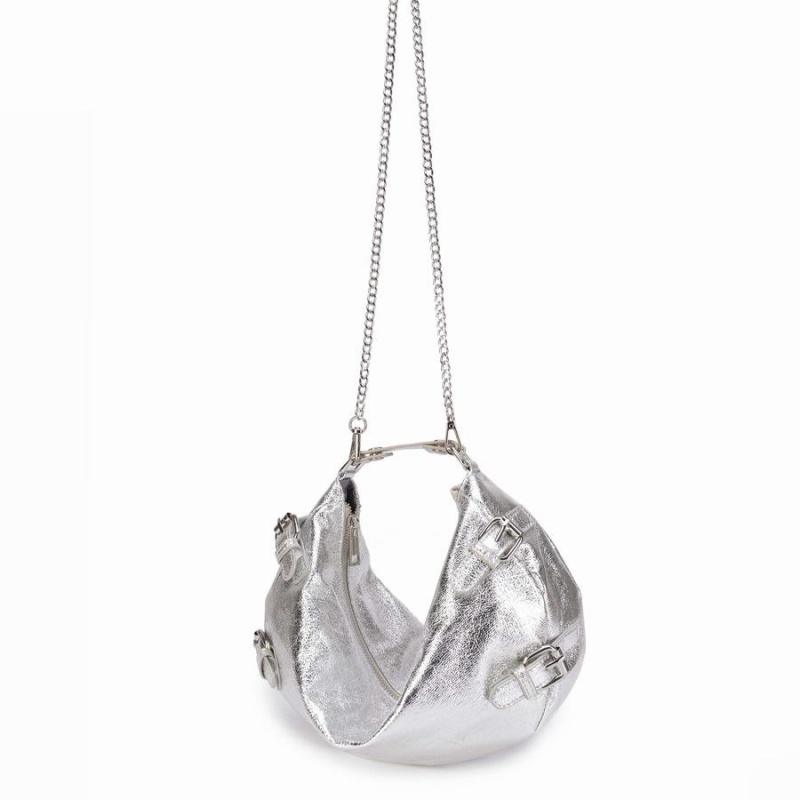 Women's Núnoo Dagmar Buckle Recycled Cool Clutch Bags Silver | EEP521ZN