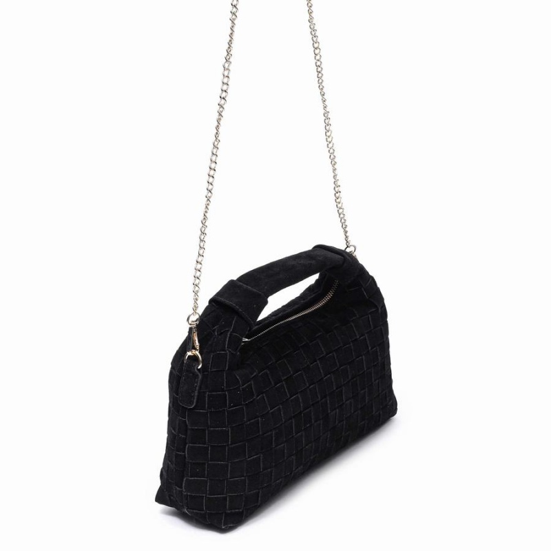 Women's Núnoo Dandy Braided Suede Shoulder Bags Black | GPN878CU