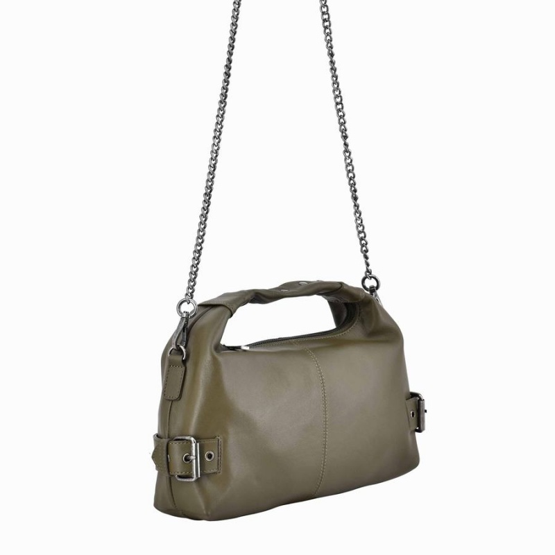 Women's Núnoo Dandy Buckles Cozy Shoulder Bags Olive Brown | FYP5678GT