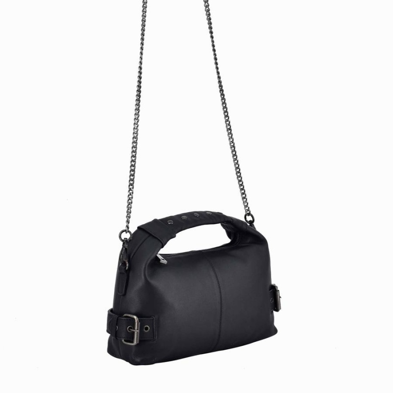 Women's Núnoo Dandy Buckles Cozy Shoulder Bags Black | GJP691MW