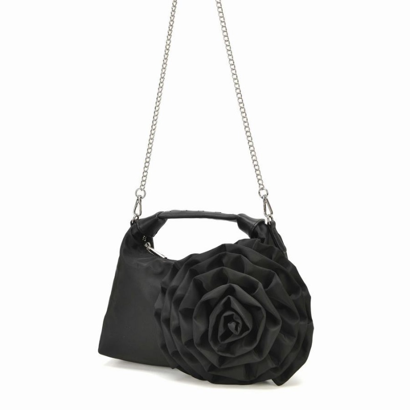 Women's Núnoo Dandy Rose Recycled Nylon Shoulder Bags Black | KWD4541VT