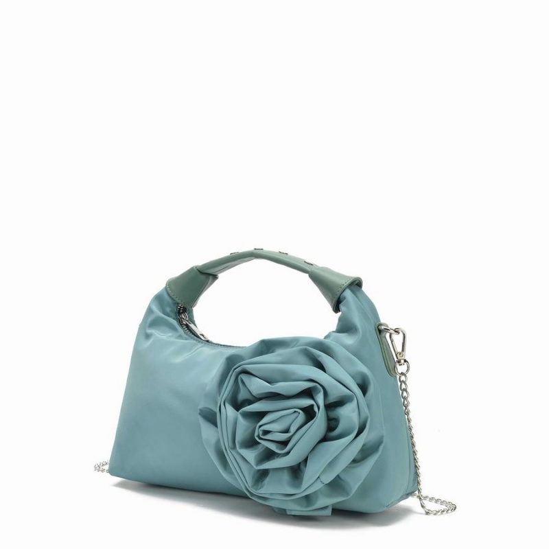 Women's Núnoo Dandy Rose Recycled Nylon Shoulder Bags Blue | QMT9927XA