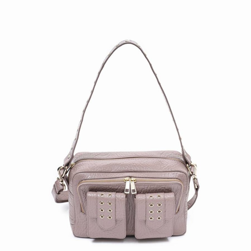 Women\'s Núnoo Ellie Eyelet New Zealand Shoulder Bags Grey Brown | RFH8435IG