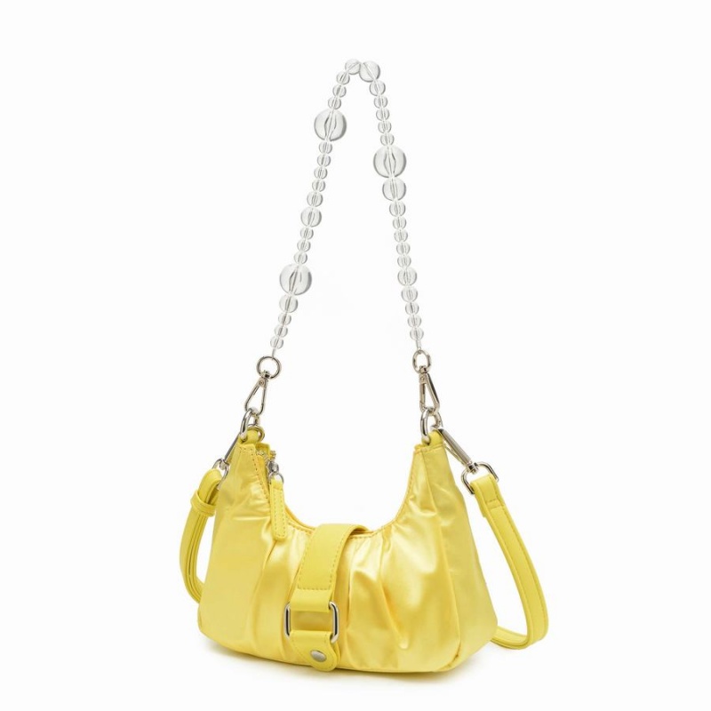 Women's Núnoo Flora Satin Shoulder Bags Yellow | JRW7425BZ