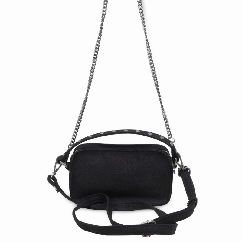 Women's Núnoo Helena Canvas Shoulder Bags Black | FSX8694IO