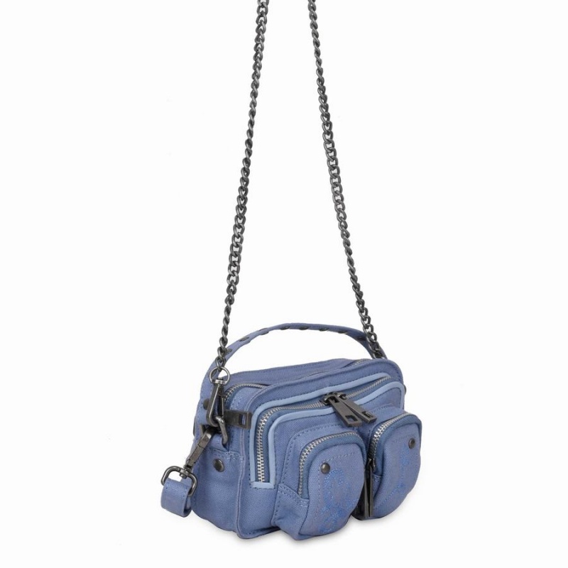 Women's Núnoo Helena Canvas Shoulder Bags Blue | EJQ4063XV