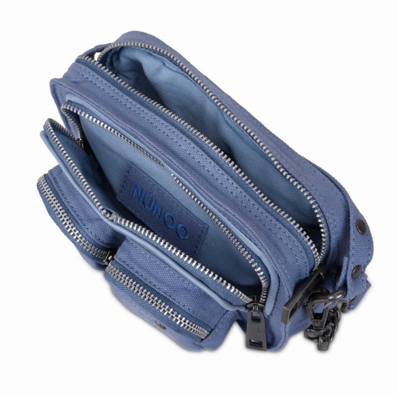 Women's Núnoo Helena Canvas Shoulder Bags Blue | EJQ4063XV