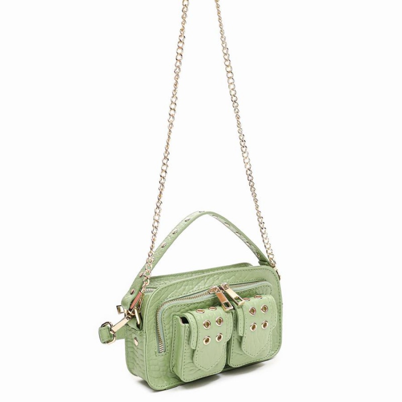 Women's Núnoo Helena Eyelet New Zealand Shoulder Bags Green | ZFY6099CQ