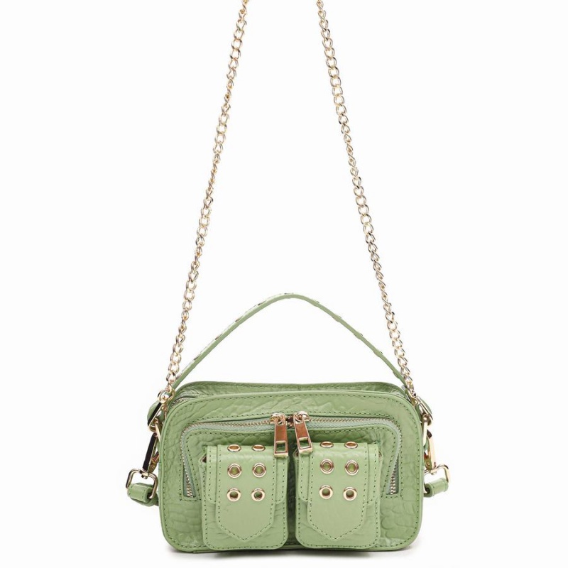 Women\'s Núnoo Helena Eyelet New Zealand Shoulder Bags Green | ZFY6099CQ