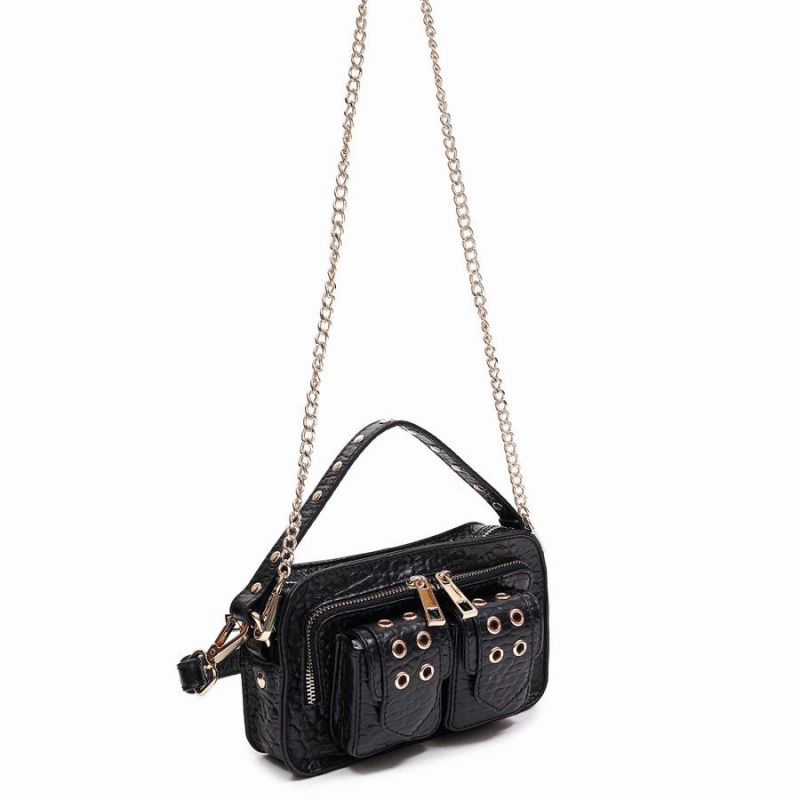 Women's Núnoo Helena Eyelet New Zealand Shoulder Bags Black | AZB1968IN