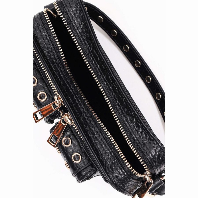 Women's Núnoo Helena Eyelet New Zealand Shoulder Bags Black | AZB1968IN